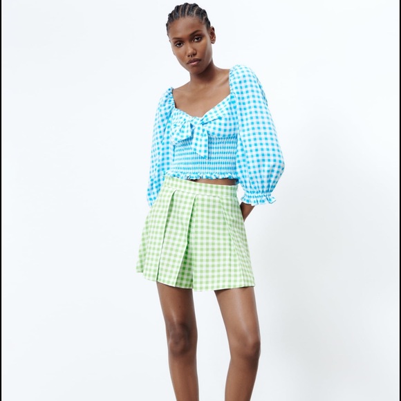 Zara GINGHAM SKORT - Picture 1 of 8